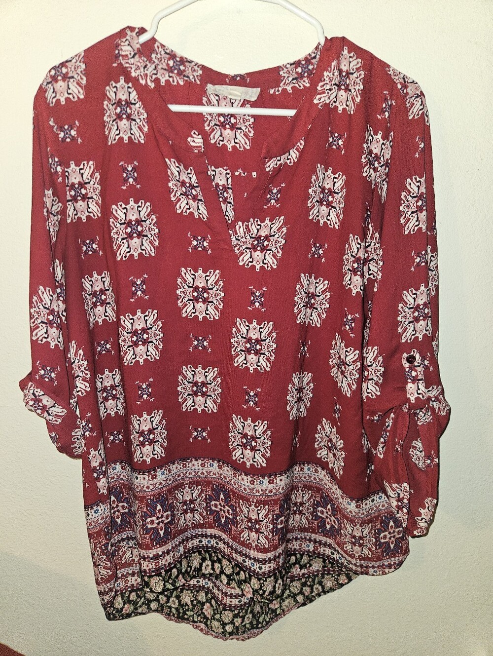 Pink Republic Womans 3/4 Sleeve Blouse Size Xl